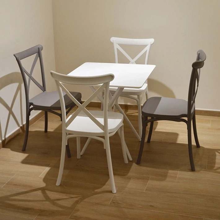 Alt Silla Crossback Blanca fabricada en polipropileno ideal como silla de comedor y para uso intensivo profesional EME Mobiliario. Silla apilable.