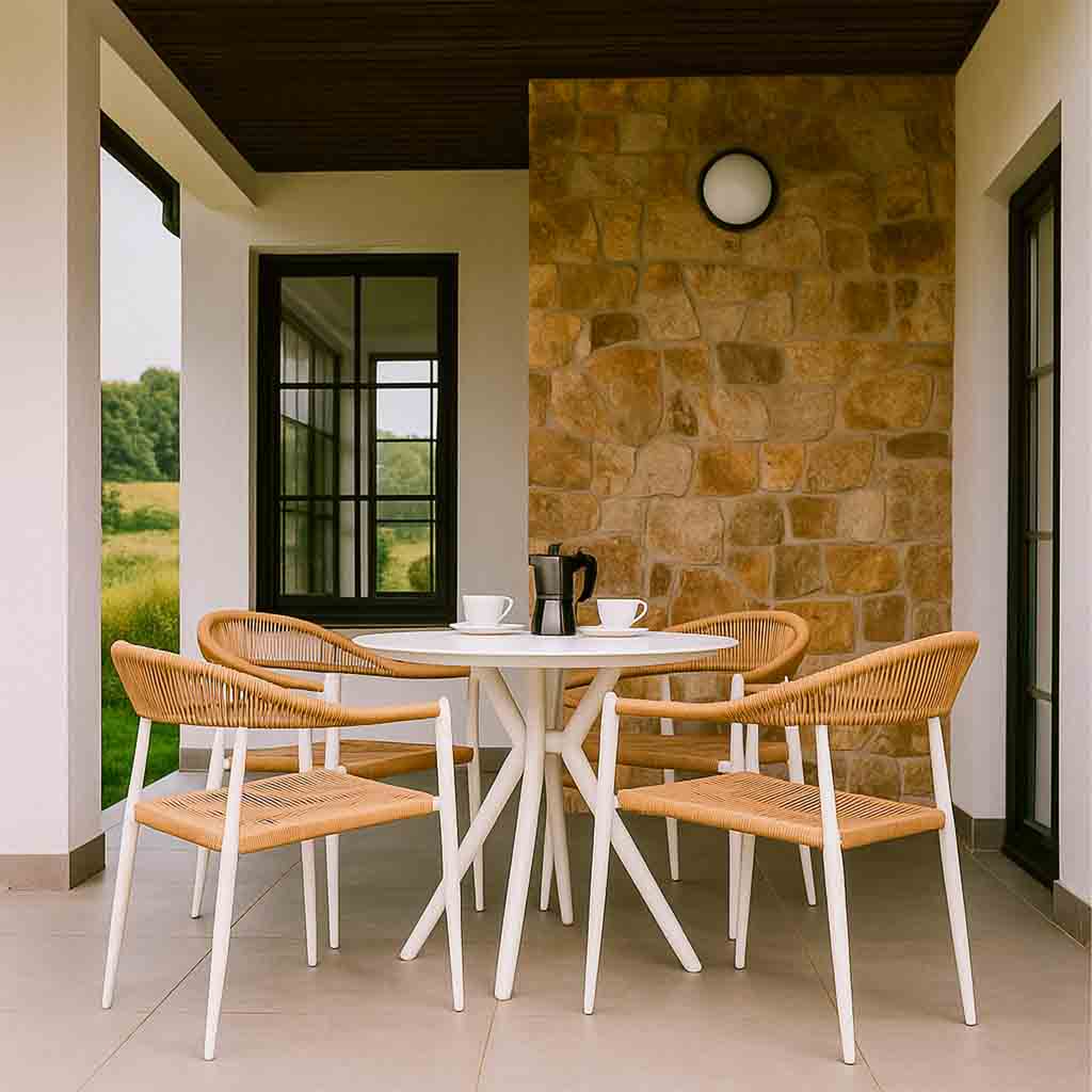 Alt Conjunto Mesa y 4 Sillas Aluminio Blanco perfectas para la zona exterior de tu vivienda