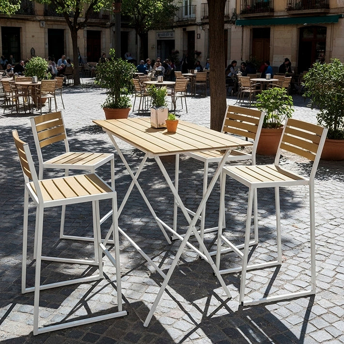 Conjunto Mesa Rectangular + 4 Taburetes Mallorca Blanco