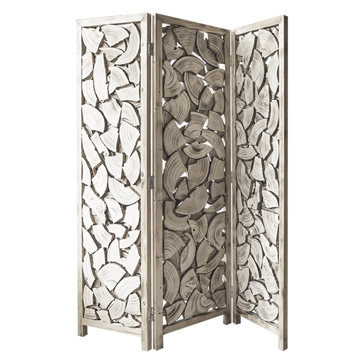 Alt Biombo fabricado de madera con láminas de árbol en color blanco para hogar y hostelería Eme Mobiliario