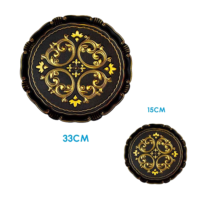 Alt Bajoplatos Para Eventos con Diseño de color negro con detalles dorados EME Mobiliario