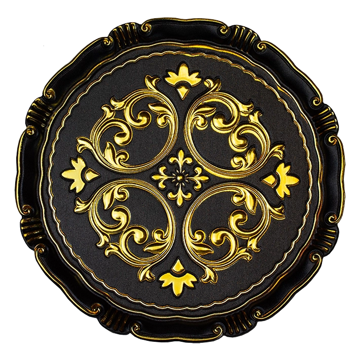 Alt Bajoplatos Para Eventos con Diseño de color negro con detalles dorados EME Mobiliario