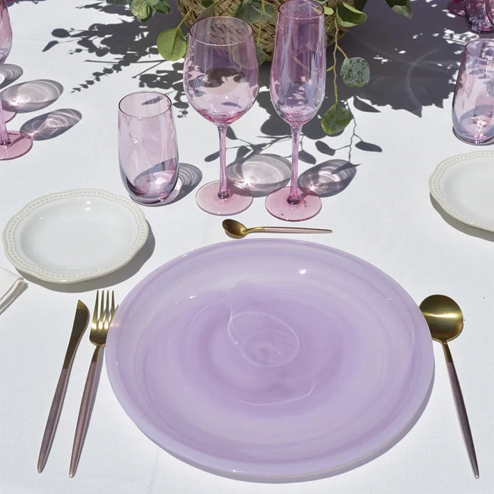 Alt Bajoplato Espiral Rosa con diámetro 33cm Para Eventos y Hostelería EME Mobiliario