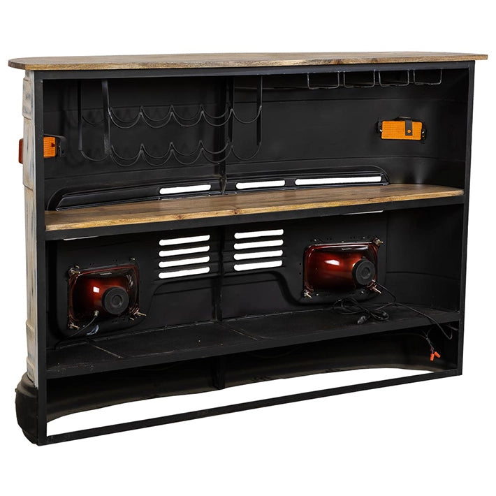 Alt Barra Decorativa Furgoneta De Color Blanco fabricada Madera y Metal, ideal para para eventos, hostelería y uso particular EME Mobiliario