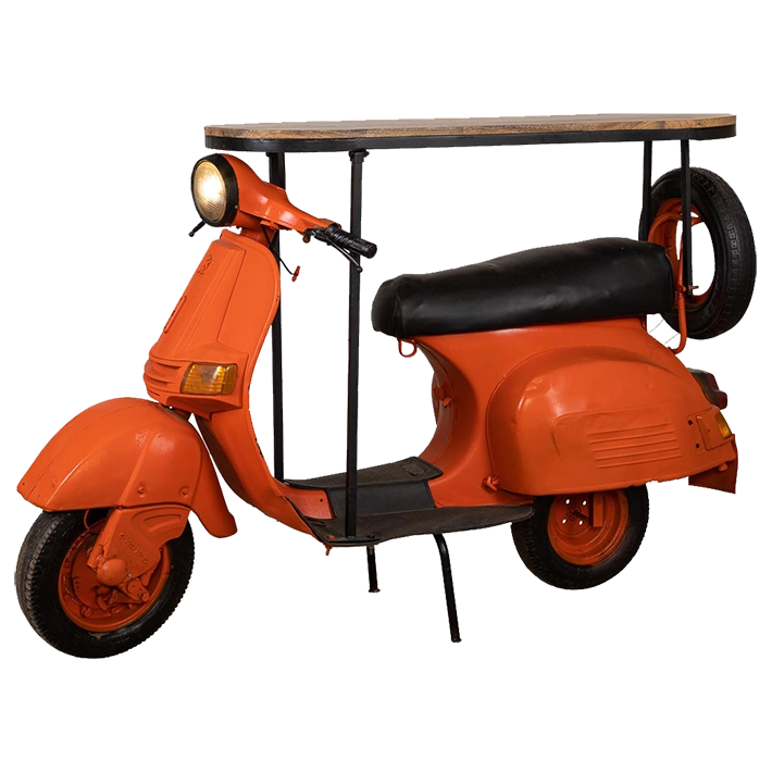 Alt Barra Decorativa Vespa Naranja fabricada en madera y metal con un acabado vintage EME Mobiliario