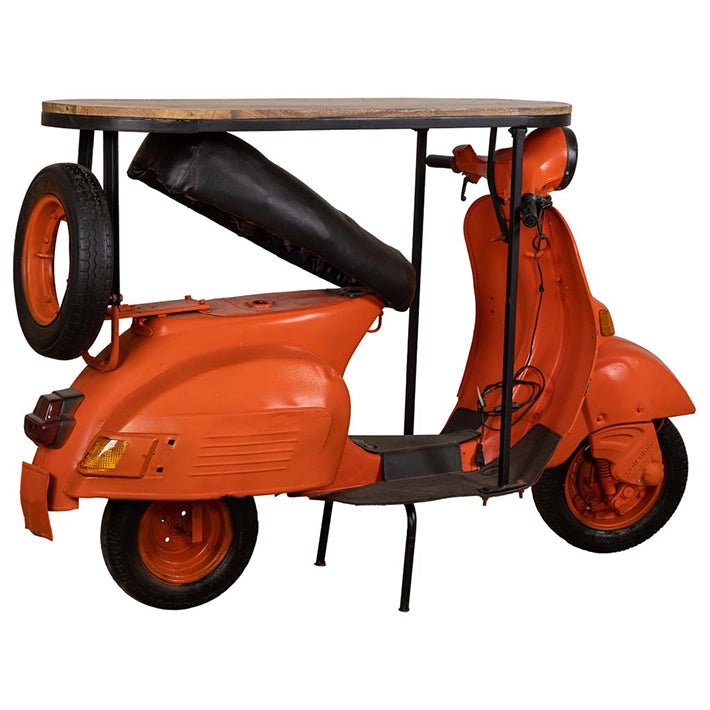 Alt Barra Decorativa Vespa Naranja fabricada en madera y metal con un acabado vintage EME Mobiliario
