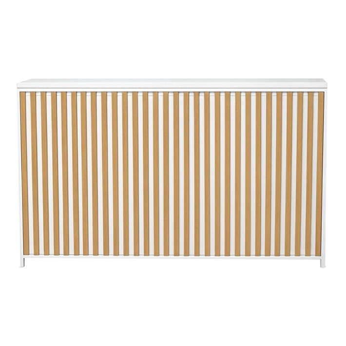 Alt Barra plegable metálico en color blanco con diseño de láminas de imitación madera EME Mobiliario