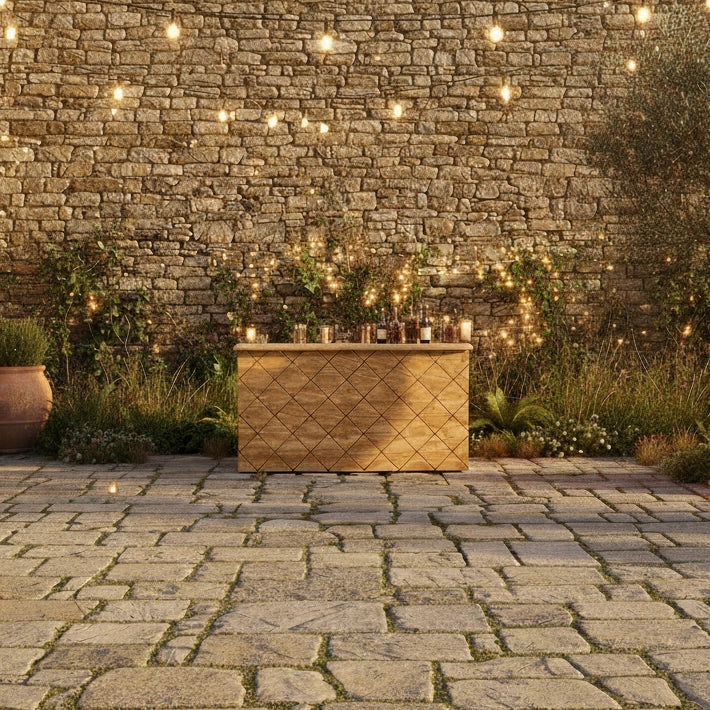 Alt Barras de Bar, fabricadas en madera con estructura plegable para eventos y hostelería EME Mobiliario