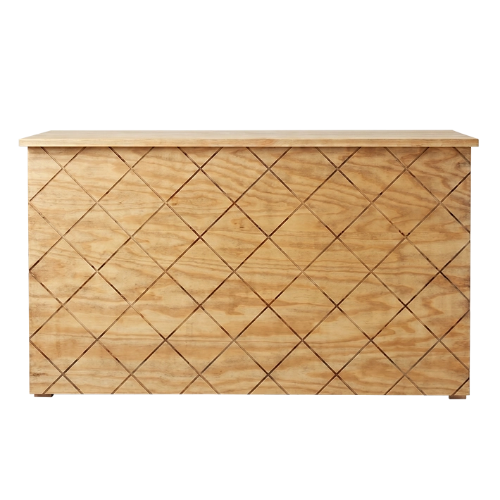 Alt Barra de Madera Plegable para hostelería modelo Atenas fabricada en madera de pino con un bonito diseño geométrico en color natural EME Mobiliario 