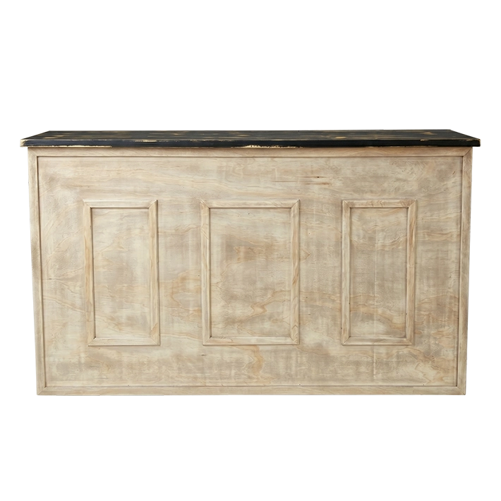 Barra de Madera Plegable Corinto fabricada en madera de pino con un elegante diseño en su frontal ideal para eventos, establecimientos de hostelería u otros 