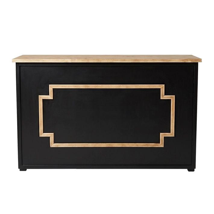 Alt Barra de Madera Plegable Negro Marco Natural fabricada en madera de pino para eventos y hostelería 