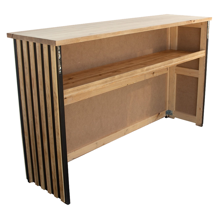 Alt Barra de Madera Plegable Tebas fabricada en madera de pino con listones verticales en color natural y negro ideal para el uso intensivo profesional EME Mobiliario 