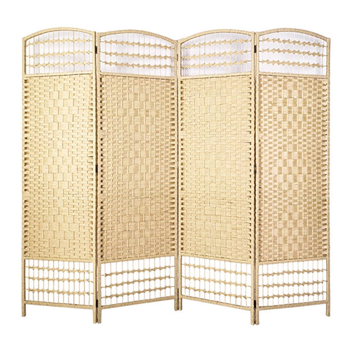 Alt Biombo Crema diseñado para separar ambientes, habitaciones y espacios fabricado en ratán EME Mobiliario