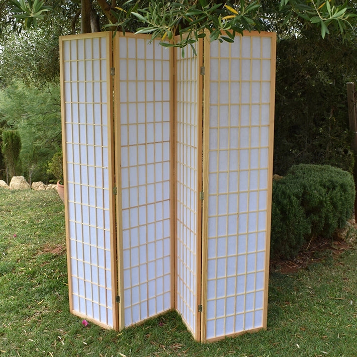 Alt Biombo Japonés de 4 paneles fabricado de madera que actúa como separador de ambientes EME Mobiliario