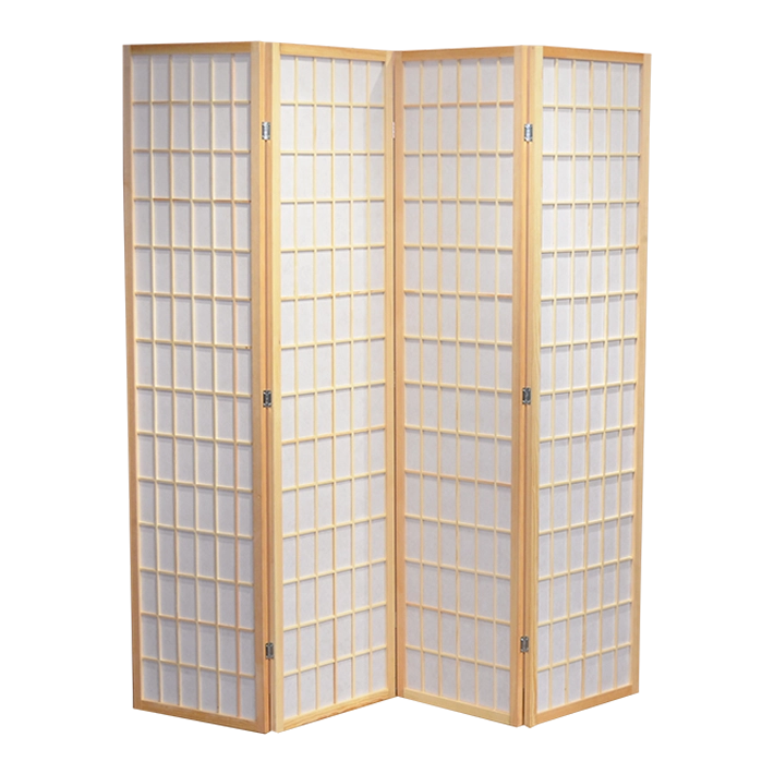 Alt Biombo Japonés de 4 paneles. Separador de ambientes de madera EME Mobiliario
