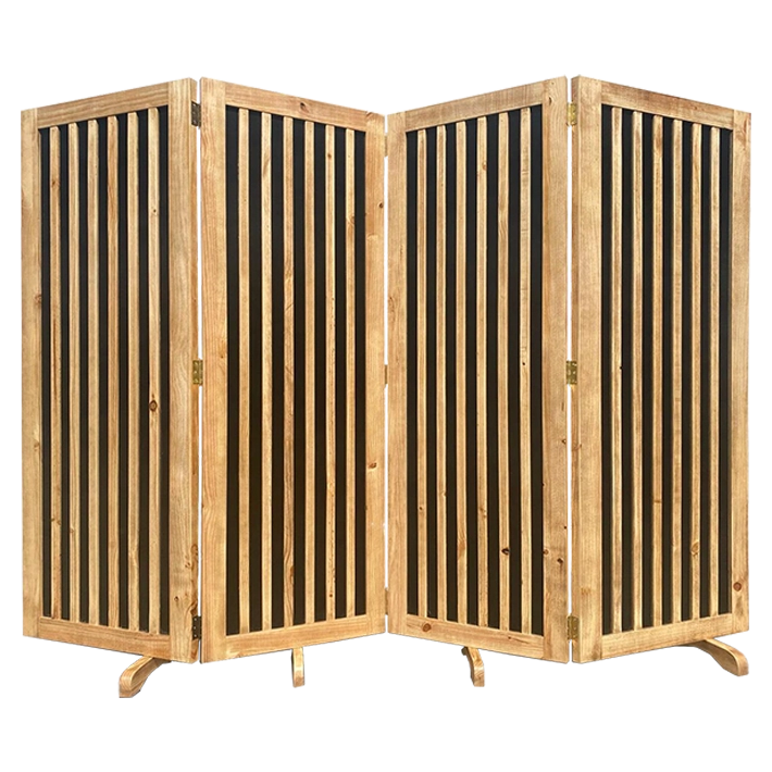 Alt Biombo separador de ambientes fabricado en madera de pino en color natural y negro