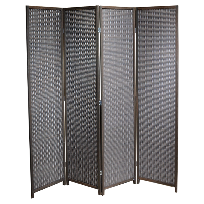 Alt Biombo Nogal de 4 paneles. Separador de ambientes de madera EME Mobiliario