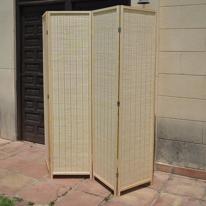 Alt Biombo Natural de 4 paneles. Separador de ambientes de madera EME Mobiliario