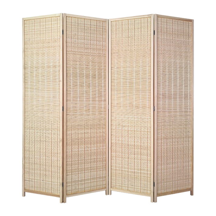 Alt Biombo Natural de 4 paneles. Separador de ambientes de madera EME Mobiliario