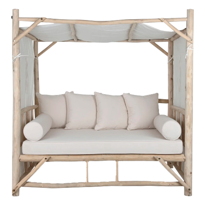 Alt Cama Chillout Teca y Poliéster cama balinesa apta para usar en tu jardín EME Mobiliario