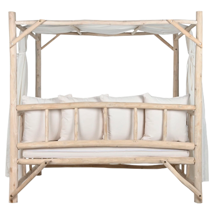Alt Cama Chillout Teca y Poliéster cama balinesa apta para usar en tu jardín EME Mobiliario