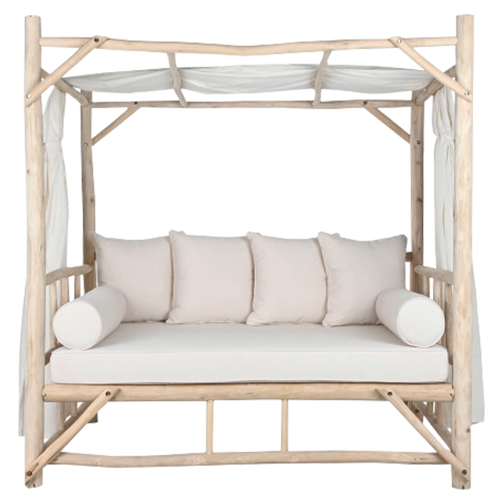 Alt Cama Chillout Teca y Poliéster cama balinesa apta para usar en tu jardín EME Mobiliario