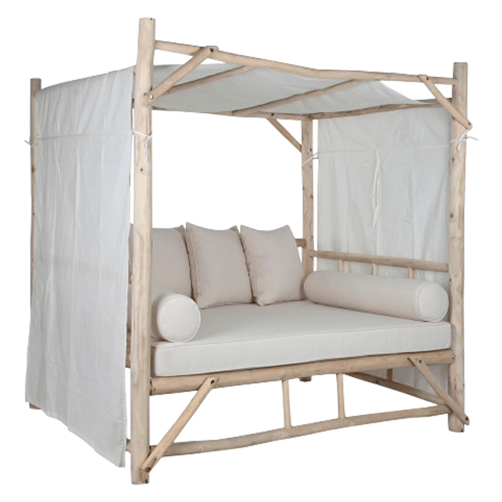 Alt Cama Chillout Teca y Poliéster cama balinesa apta para usar en tu jardín EME Mobiliario
