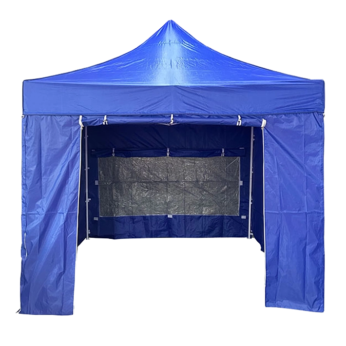 Alt carpa completa con paredes de color azul con estructura de acero y sistema plegable EME Mobiliario