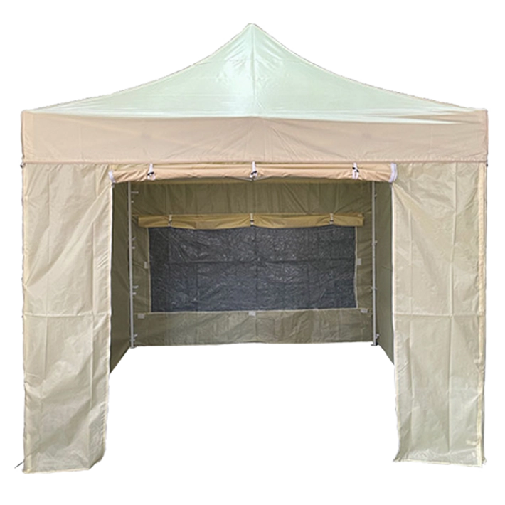 Alt carpa completa con paredes de color crema con estructura de acero y sistema plegable EME Mobiliario