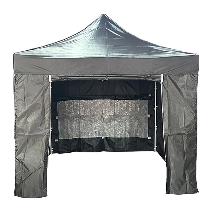 Alt carpa completa con paredes de color negro con estructura de acero y sistema plegable EME Mobiliario