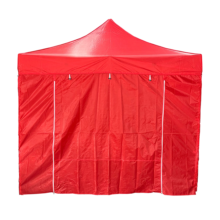 Alt carpa completa con paredes de color rojo con estructura de acero y sistema plegable EME Mobiliario