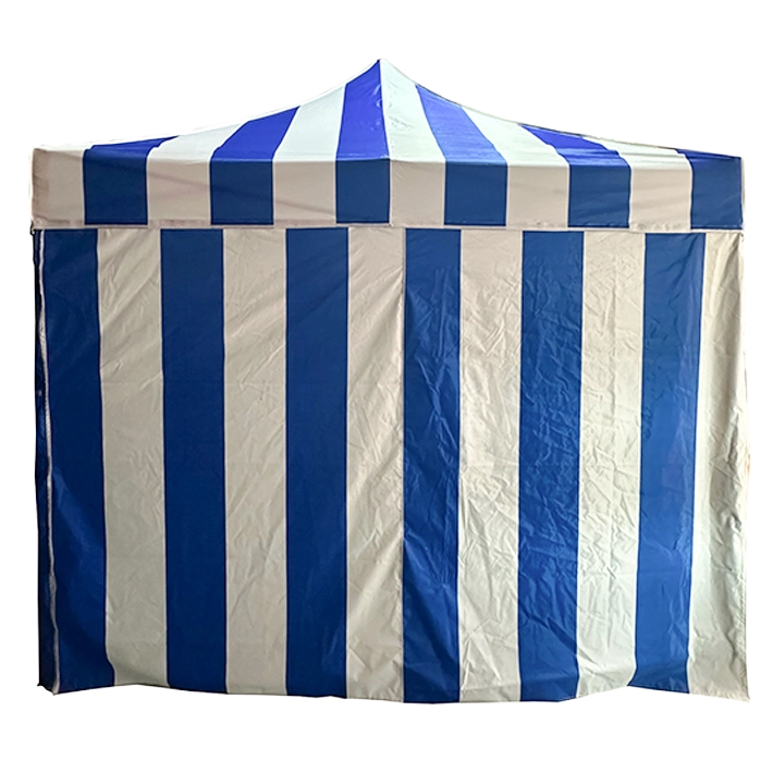 Alt Carpa Plegable con diseño feriante de color azul y blanco con estructura fabricada en acero de alta calidad, ideal para eventos en exteriores EME Mobiliario