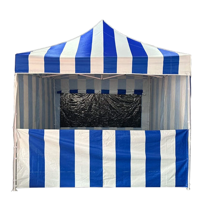 Alt Carpa Plegable con diseño feriante de color azul y blanco con estructura fabricada en acero de alta calidad, ideal para eventos en exteriores EME Mobiliario