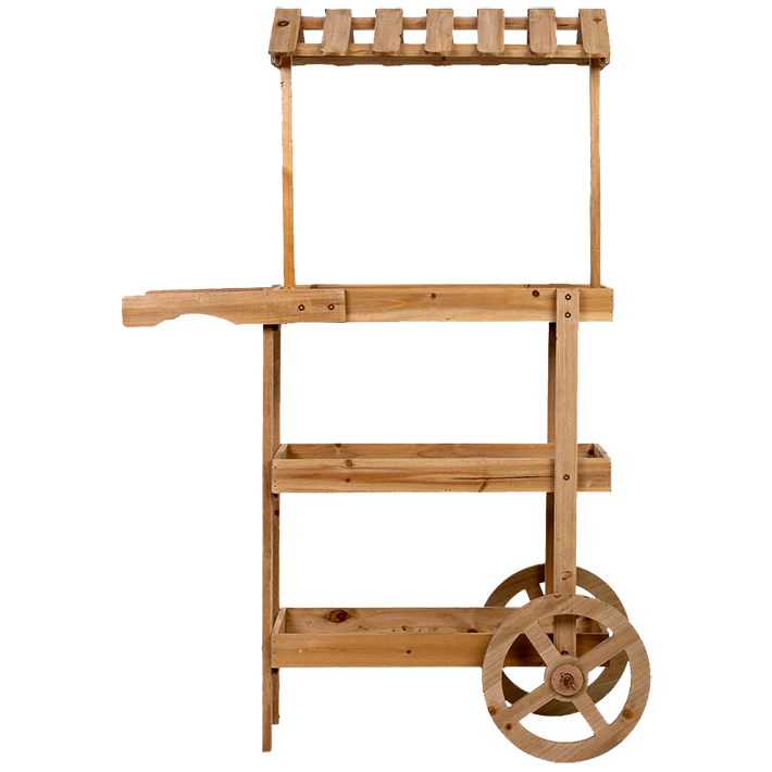 Alt Carro Expositor Madera 3 Estanterías fabricado en madera ideal para eventos y hostelería