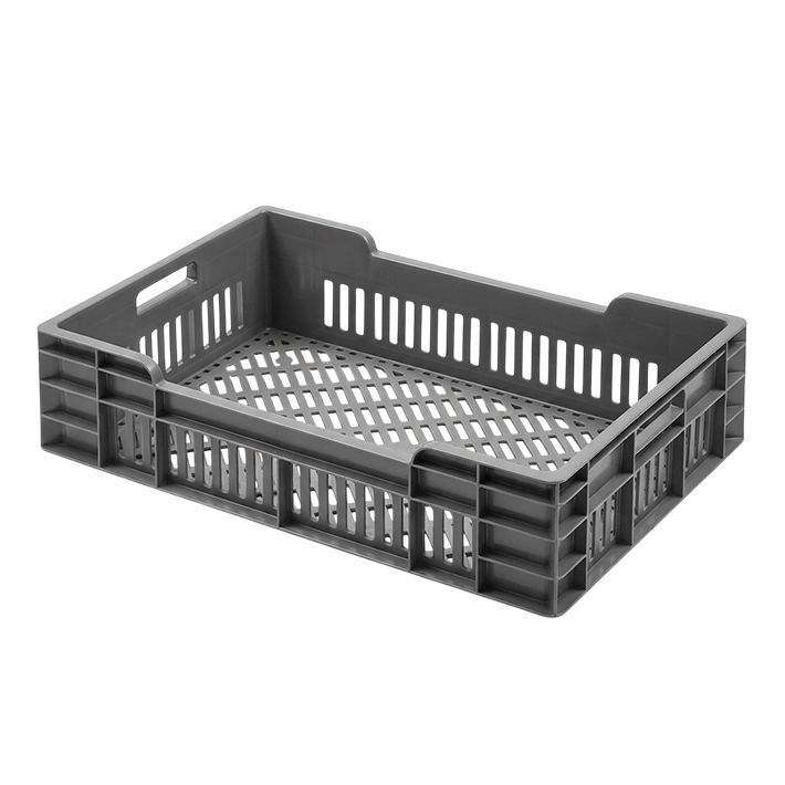 Cesta apilable ranurada 60 × 40 × 15 cm perfecta para eventos y hostelería fabricada en HDPE