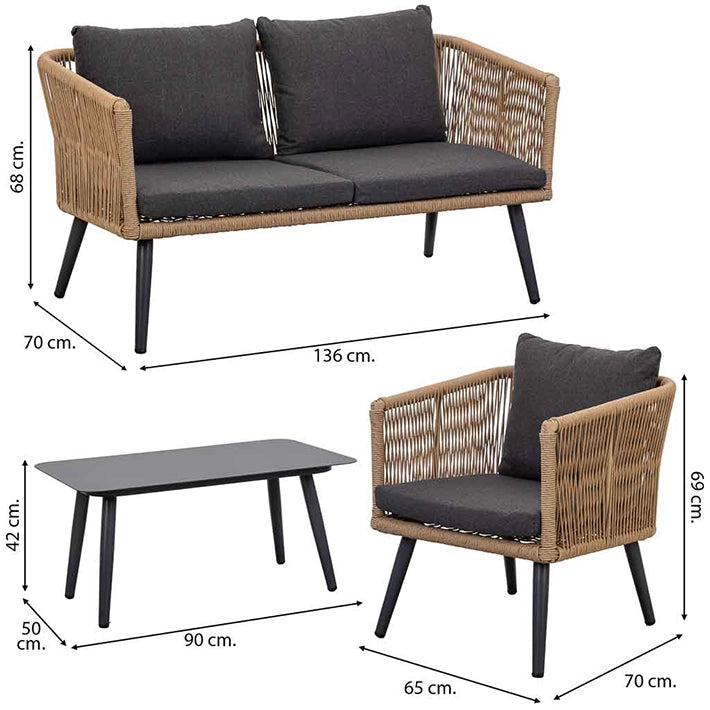 Conjunto Jardín Ratán Marrón Y Negro