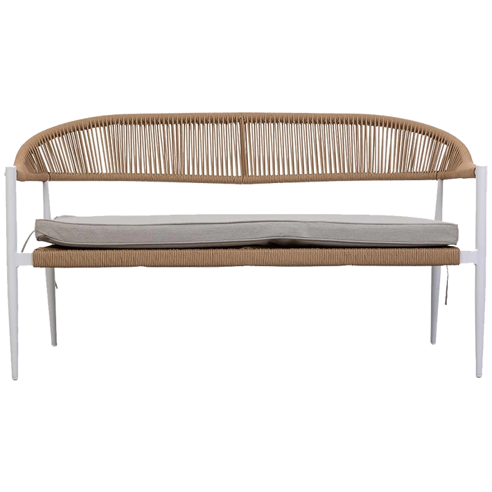 Conjunto Jardín Ratán Marrón Y Blanco