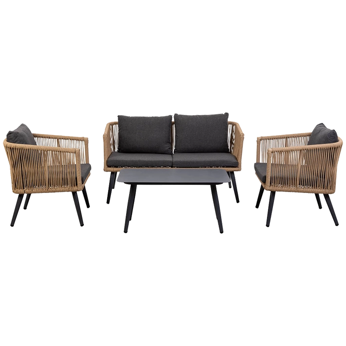 Conjunto Jardín Ratán Marrón Y Negro