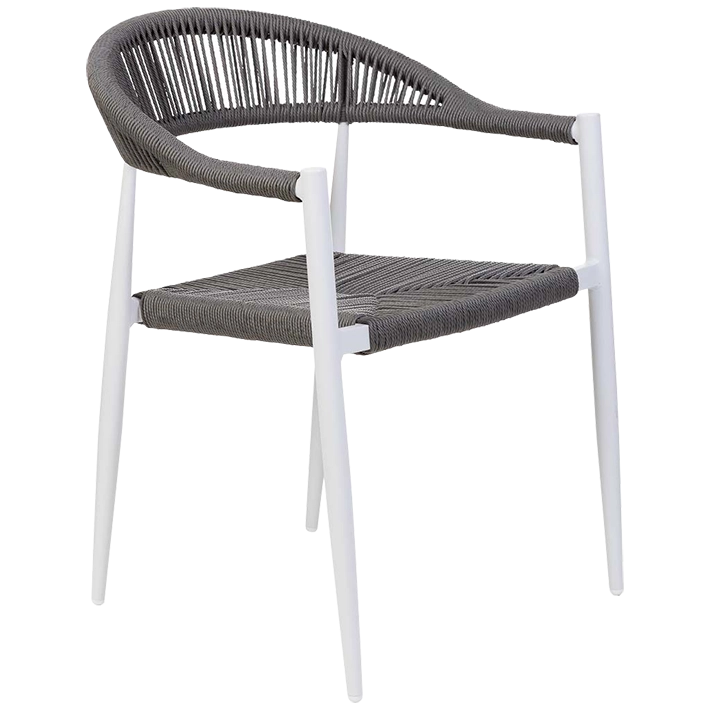 Conjunto Mesa Cuadrada + 4 Sillas Aluminio y Ratan Gris para uso particular en interior y exterior 