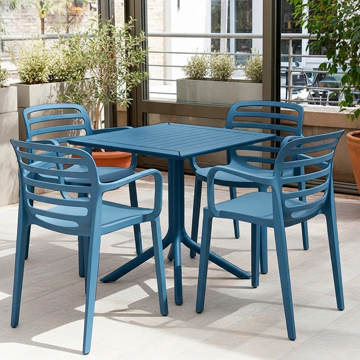 Conjunto Mesa Italia + 4 Sillas Siena Antracita para Jardines, terrazas, cafeterías