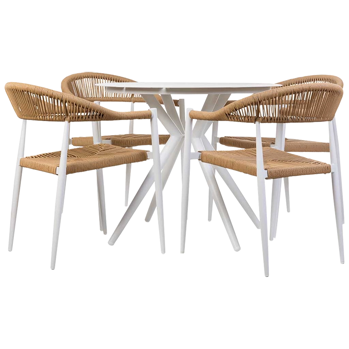 Alt Conjunto Mesa y 4 Sillas Aluminio Blanco perfectas para la zona exterior de tu vivienda