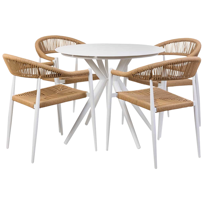 Alt Conjunto Mesa y 4 Sillas Aluminio Blanco perfectas para la zona exterior de tu vivienda