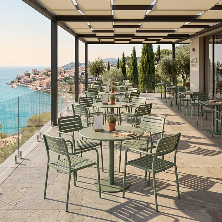 Conjuntos Olbia Verde, ideales para usos en exteriores, patios, terrazas y Jardín 
