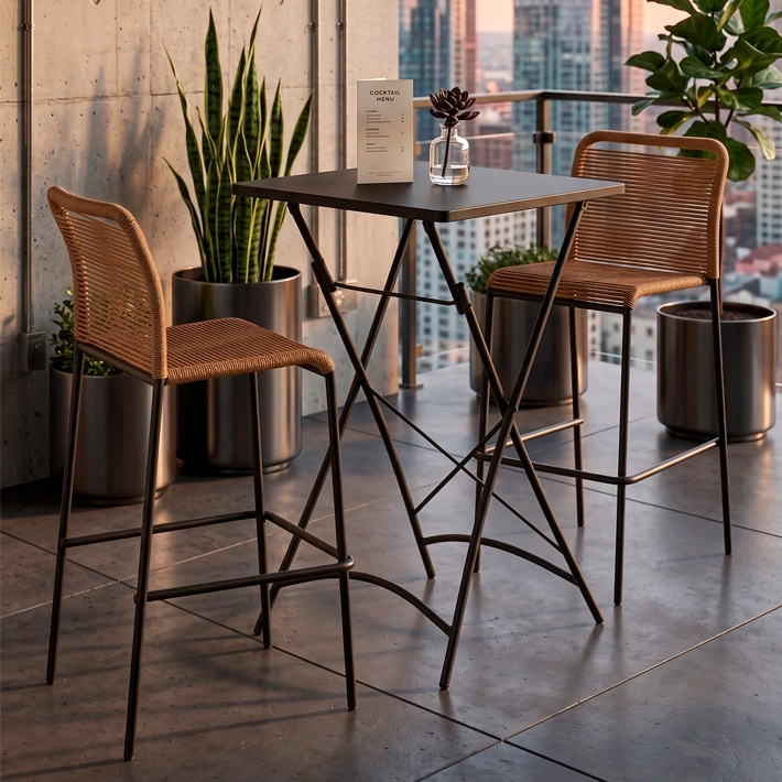 Conjunto Mesa + Taburetes Ibiza Negro
