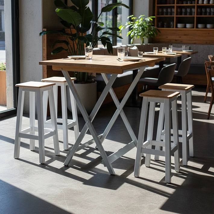 Alt Taburete Alto fabricado en madera con Acabado en Blanco EME Mobiliario