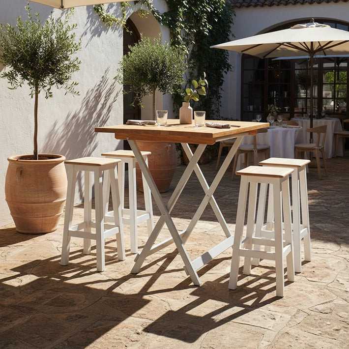 Alt Taburete Alto fabricado en madera con Acabado en Blanco EME Mobiliario