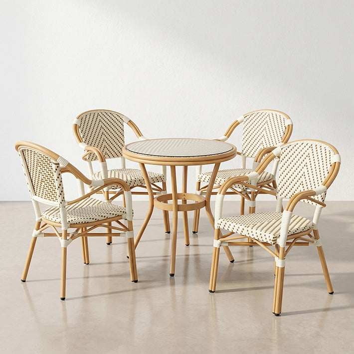 Alt Conjunto Lyon con estructura de aluminio y asiento de ratán, ideal para exteriores EME Mobiliario