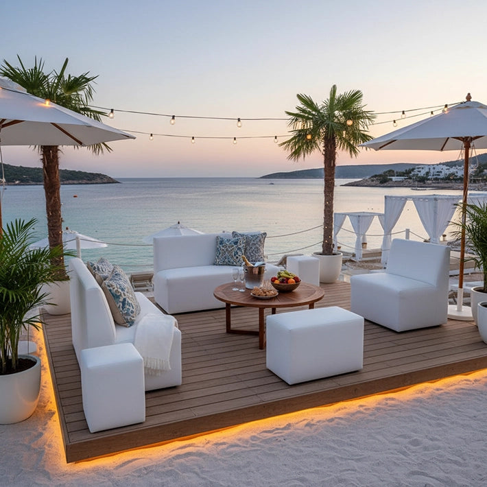 Alt Conjunto Polipiel de Color Blanco Para Conciertos, Eventos y Festivales EME Mobiliario