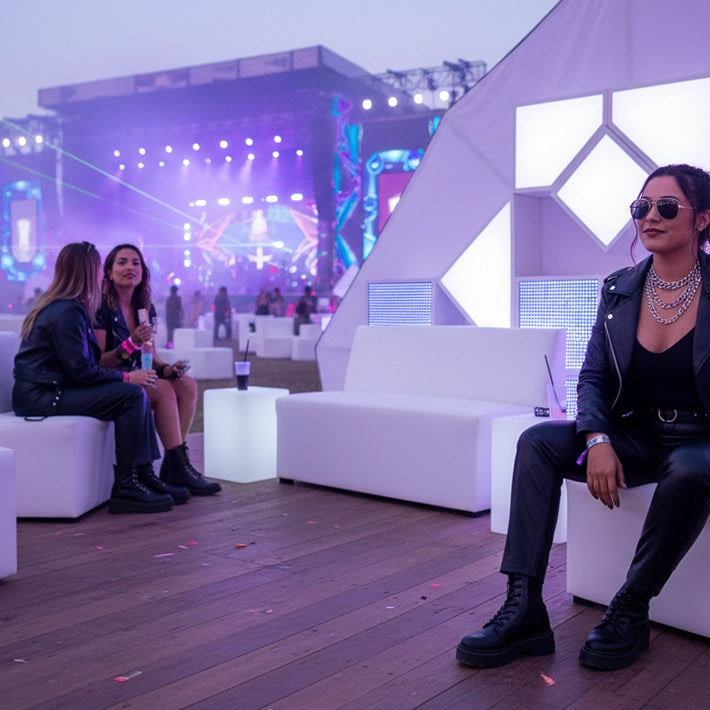 Alt Conjuntos De Polipiel Blanco para Eventos, Zonas VIP, conciertos EME Mobiliario