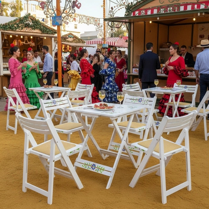 Alt Conjuntos Sevillanos De Color Blanco fabricados en madera de calidad. Ideal para eventos EME Mobiliario
